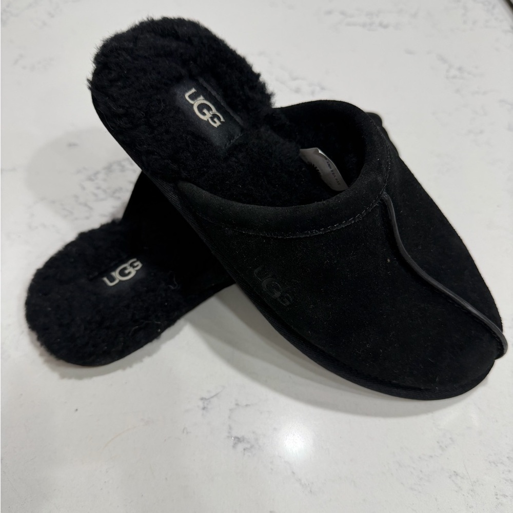 UGG Black Suede Slip-On Slippers - Picture 7 of 7